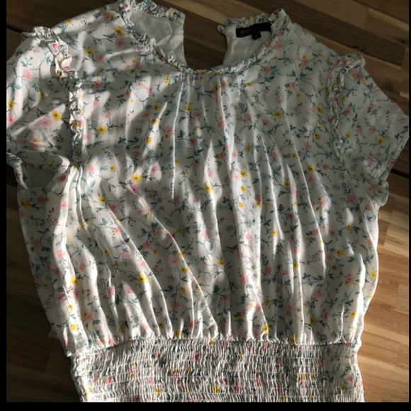 Gibsonlook THE MILLER AFFECT HIGH NECK RUFFLE DRESS size L color toscana white - Picture 10 of 16